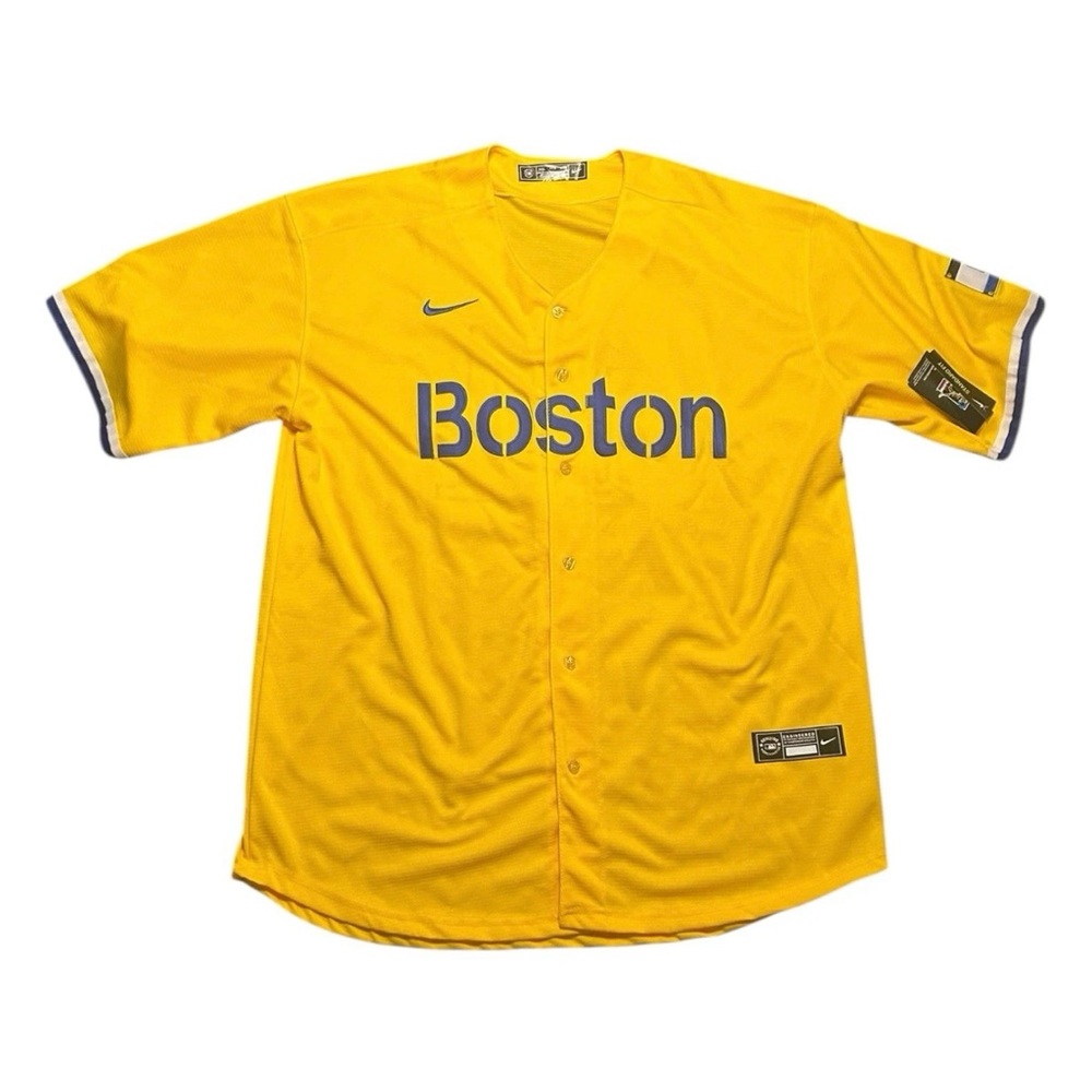 Boston Red Sox Nike City Connect 617 Patch Gold Player Jersey Men's 3XL MLB #11